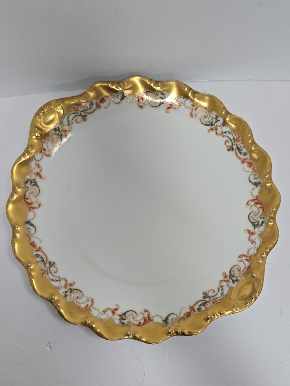 Limoges Gold-Trim Porcelain Decorative Dinner Plate 7 Pointed Star Stamp France - Picture 10 of 10